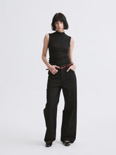 Mid-Low Rise Straight-Leg Basic Casual Pants Black
