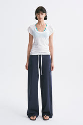 Elastic Waist Breathable Lightweight Fitted Casual Sweatpants Blue