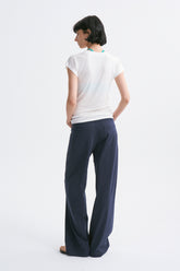 Deep U-Neck Loose Dolman Sleeve T-Shirt White