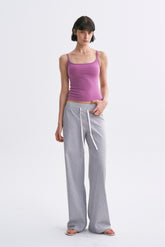Elastic Waist Breathable Lightweight Fitted Casual Sweatpants Heather Grey