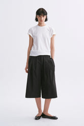 Linen-Cotton Rolled Sleeve T-Shirt, Slightly Loose Fit White