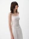 Lace Trim Adjustable Spaghetti Stretch Camisole White