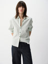 Solid Cotton Turn-Back Cuff Long-Sleeve Shirt Mint