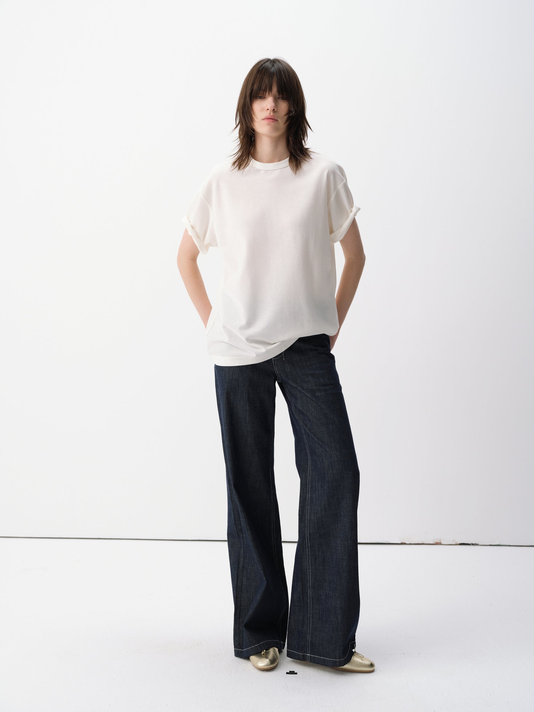 Cotton Relaxed Drop Shoulder Everyday Short-Sleeve Tee White