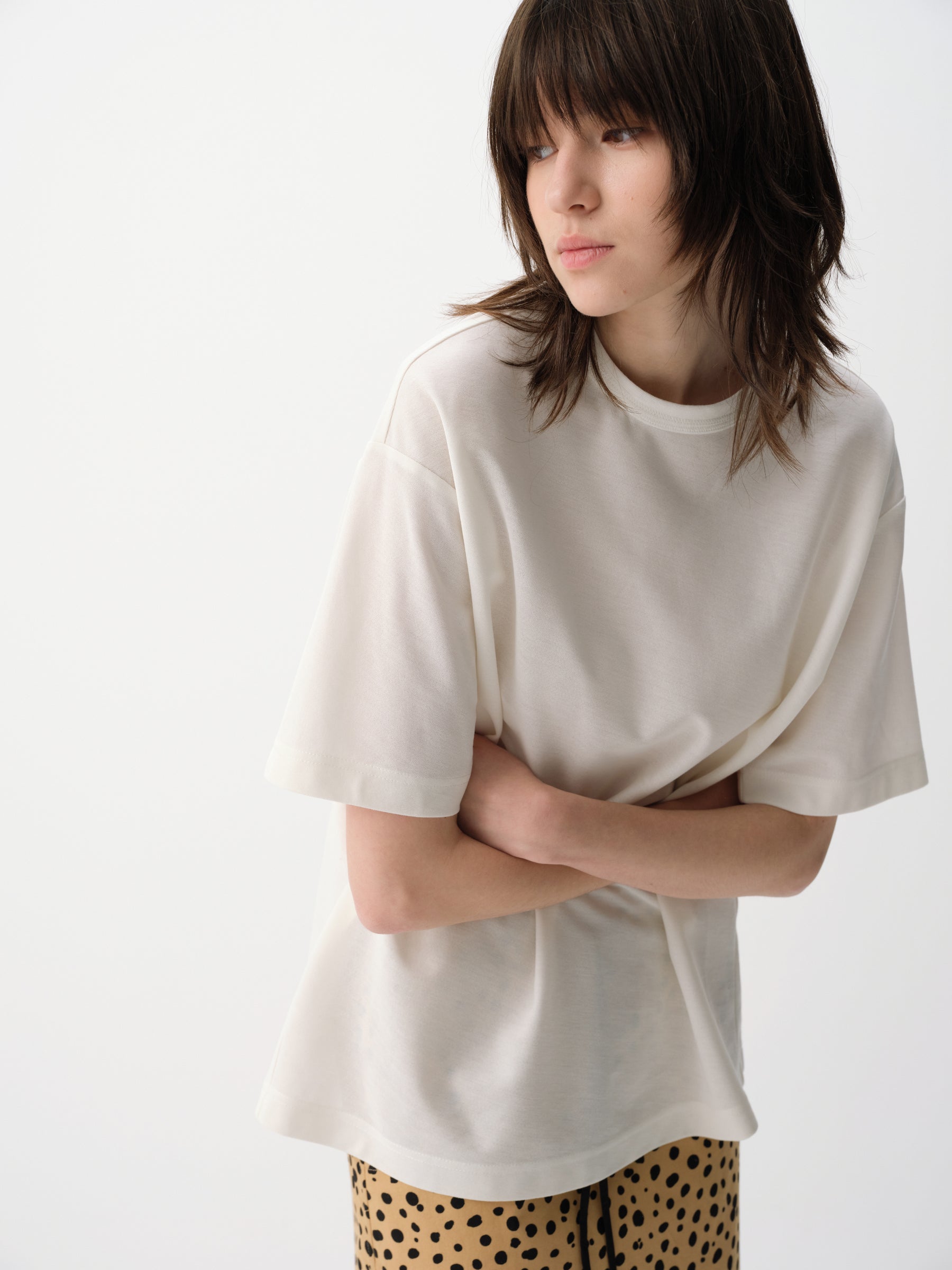 Cotton Relaxed Drop Shoulder Everyday Short-Sleeve Tee White