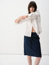 Solid Cotton Turn-Back Cuff Long-Sleeve Shirt White