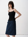 Lace Trim Adjustable Spaghetti Stretch Camisole Black
