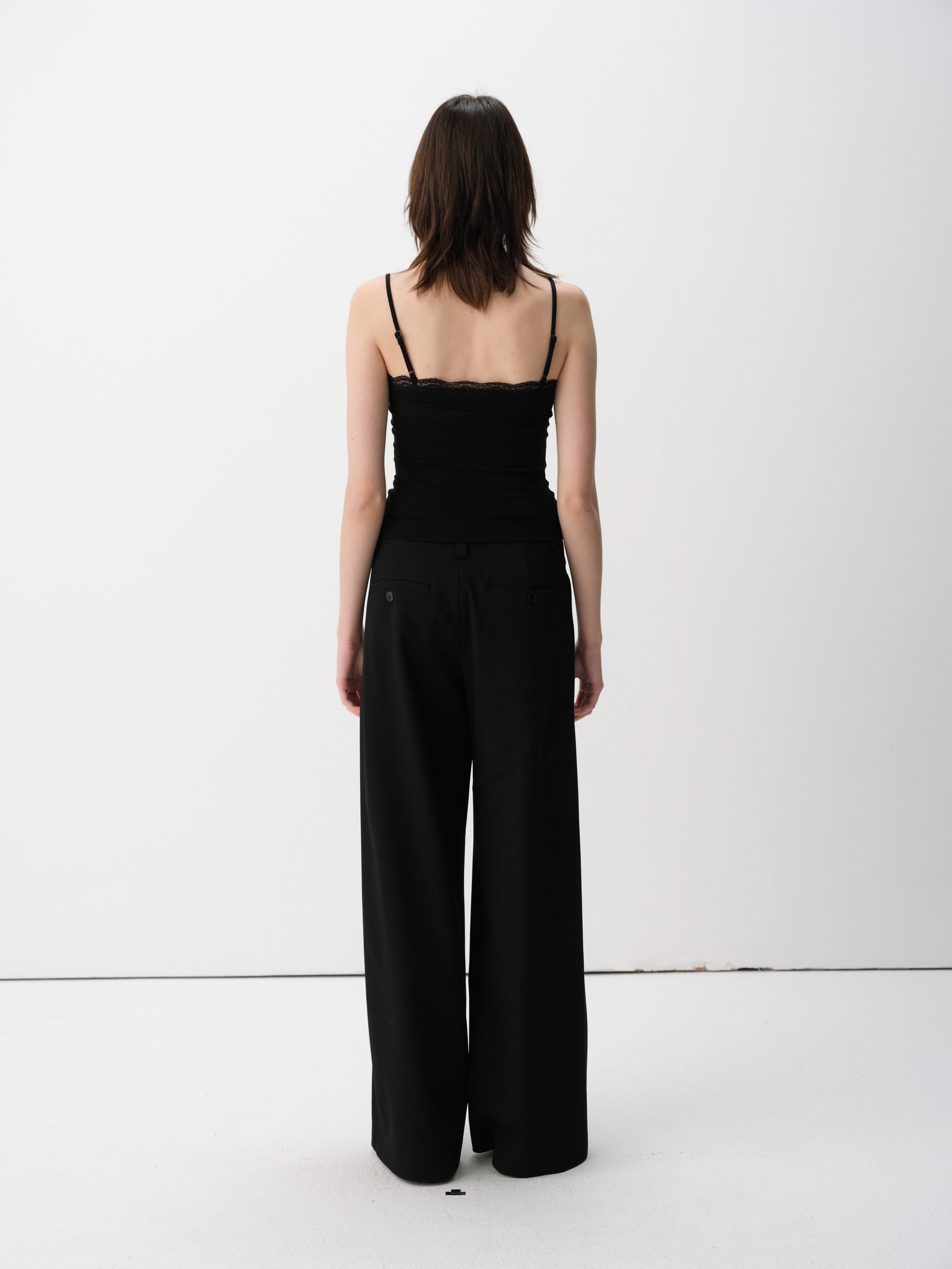 Low-Rise Pleated Relaxed Wide-Leg Trousers Black