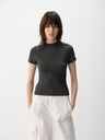 Basic Sculpted Fit Solid Slim Short-Sleeve Tee Charcoal