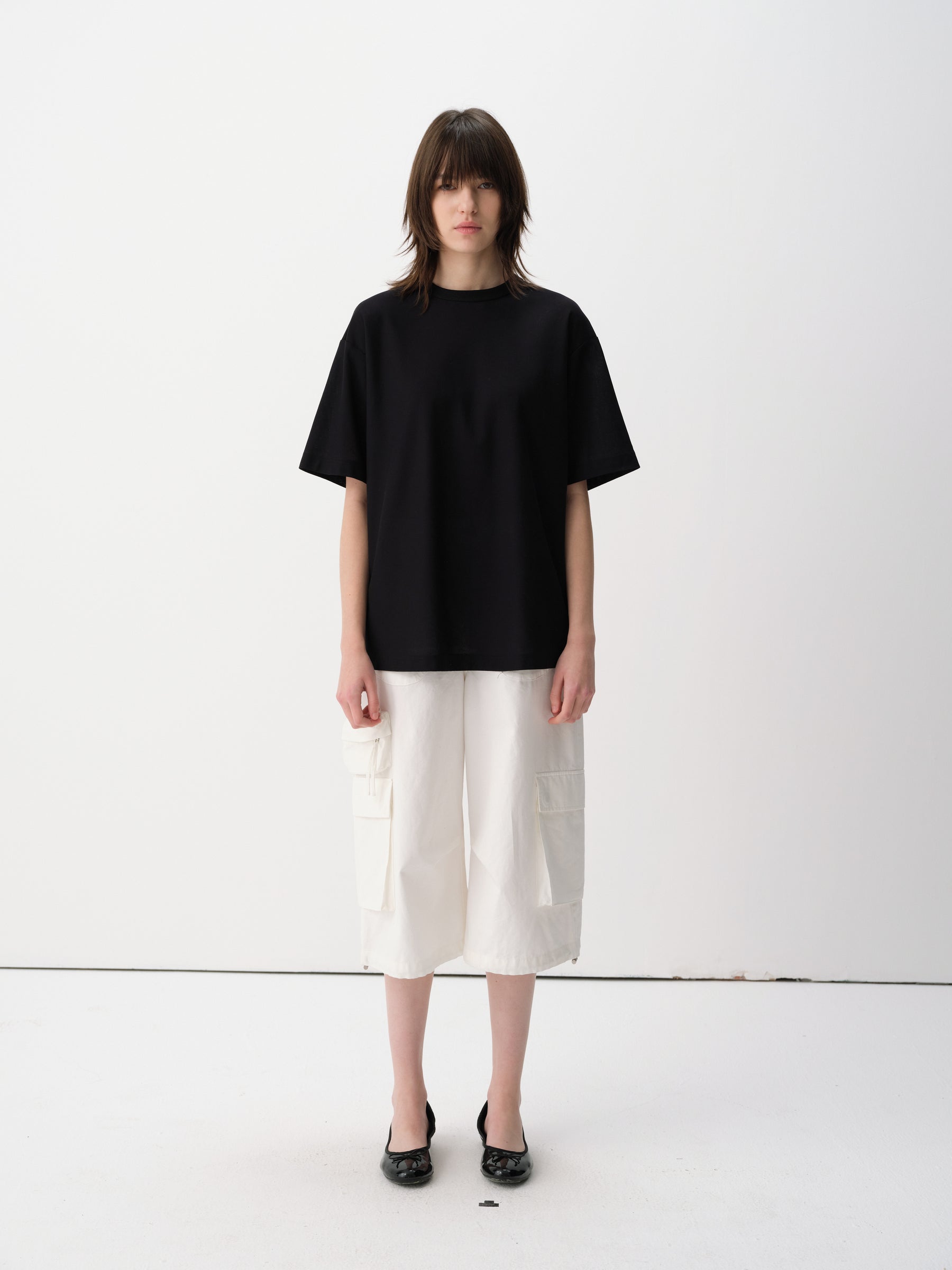 Cotton Relaxed Drop Shoulder Everyday Short-Sleeve Tee Black