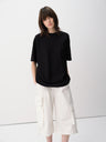 Cotton Relaxed Drop Shoulder Everyday Short-Sleeve Tee Black