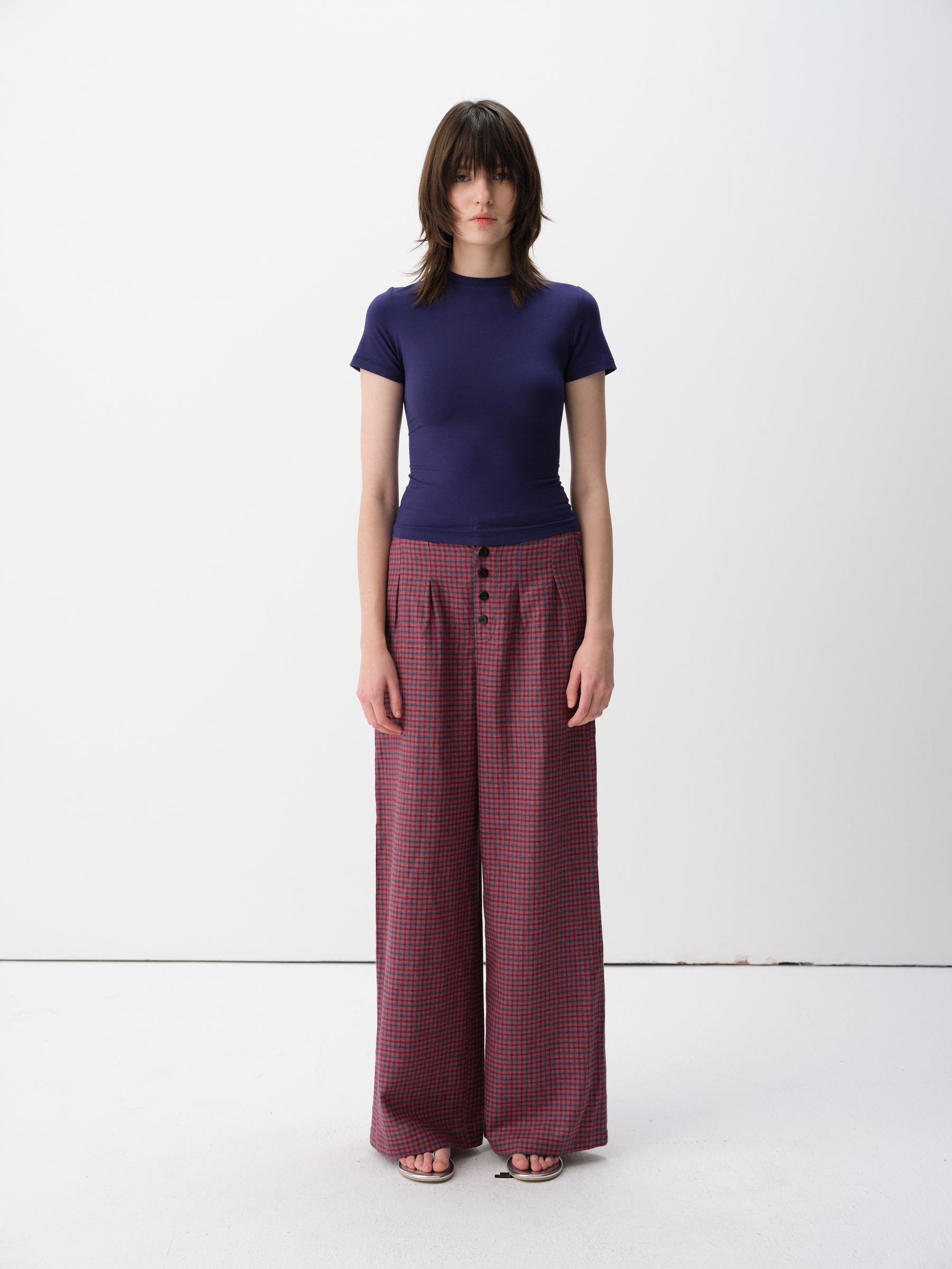 Basic Sculpted Fit Solid Slim Short-Sleeve Tee Blue