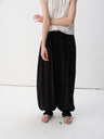 Back Elastic Waist Lightweight Shirred Hem Balloon Pants Black