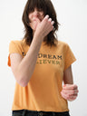 Contrast Slogan Print Regular Shoulder Short-Sleeve Tee Orange