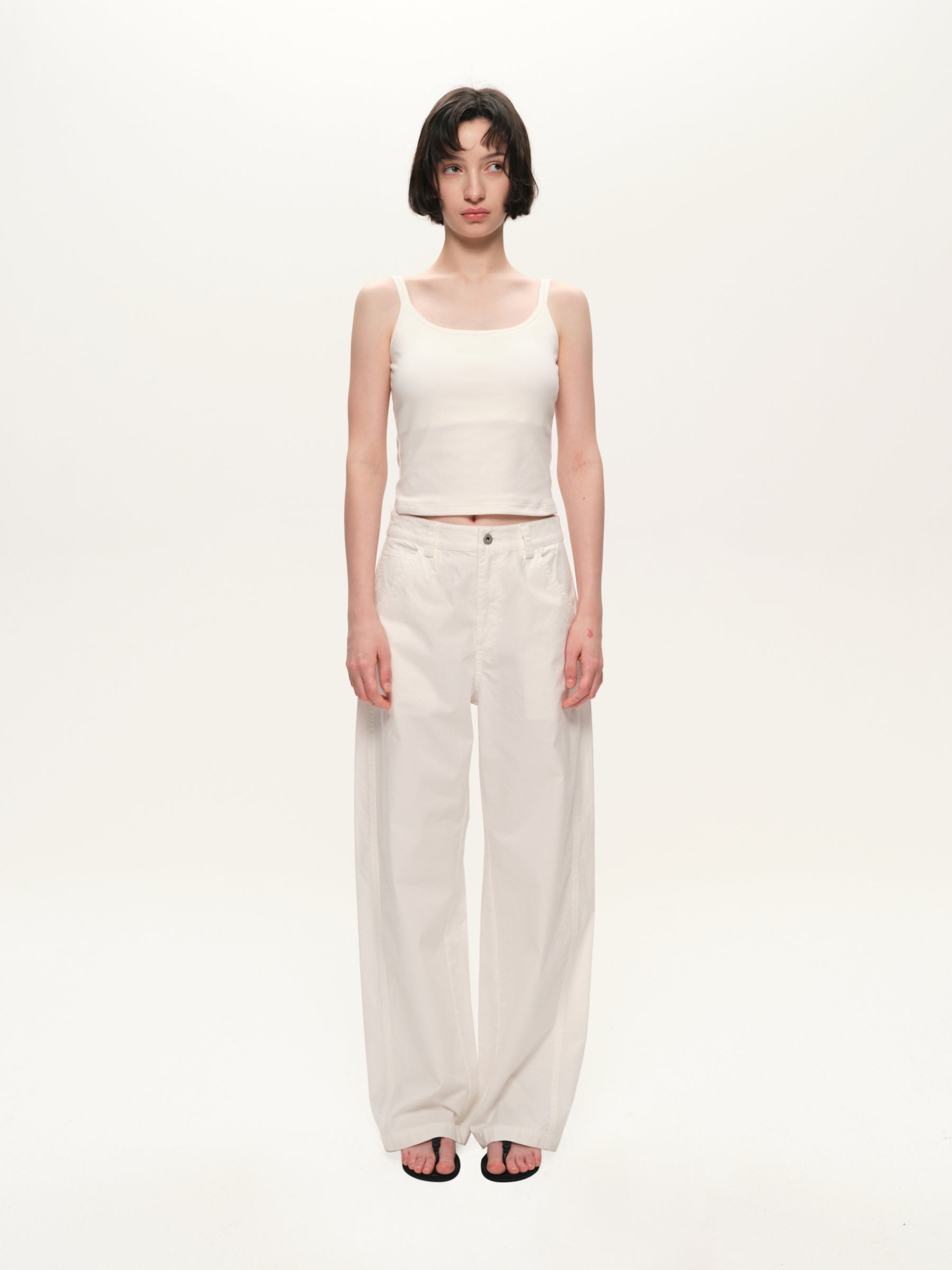 Double shoulder strap fitted halter-neck dress creamy white