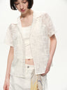 Embroidered breathable loose short-sleeved shirt white