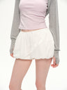 Elastic belt lantern shape short skirt pants white