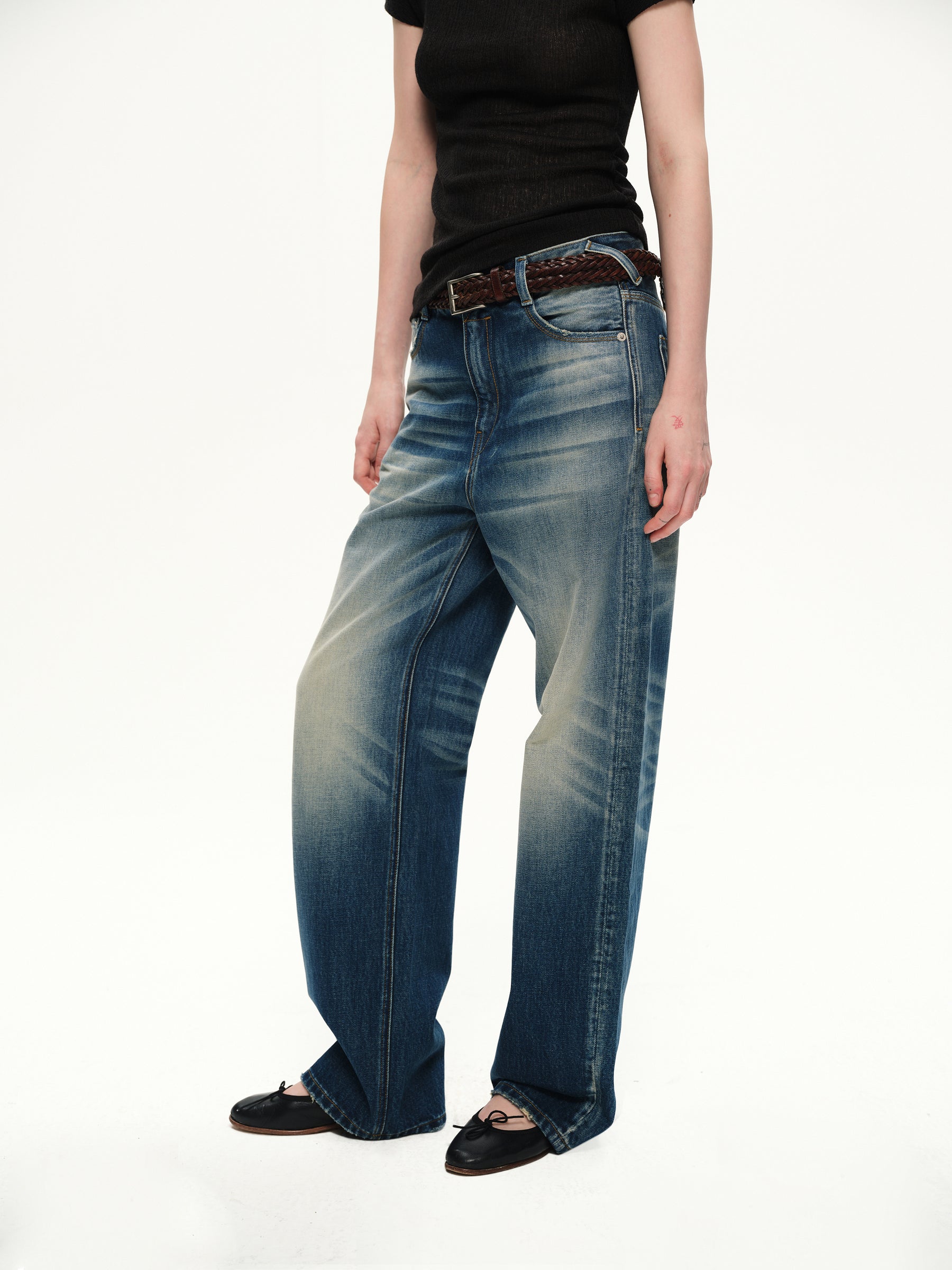 Levan make old abrade jeans blue