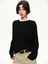 Lyocell wool shoulder cuff design  soft texture T-shirt black