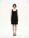 U-neck strap a-line dress black