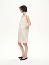 U-neck strap a-line dress apricot