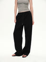Elastic belt beltdrawstring casual jogger pants black