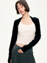 Lyocell weave cardigan sweater black