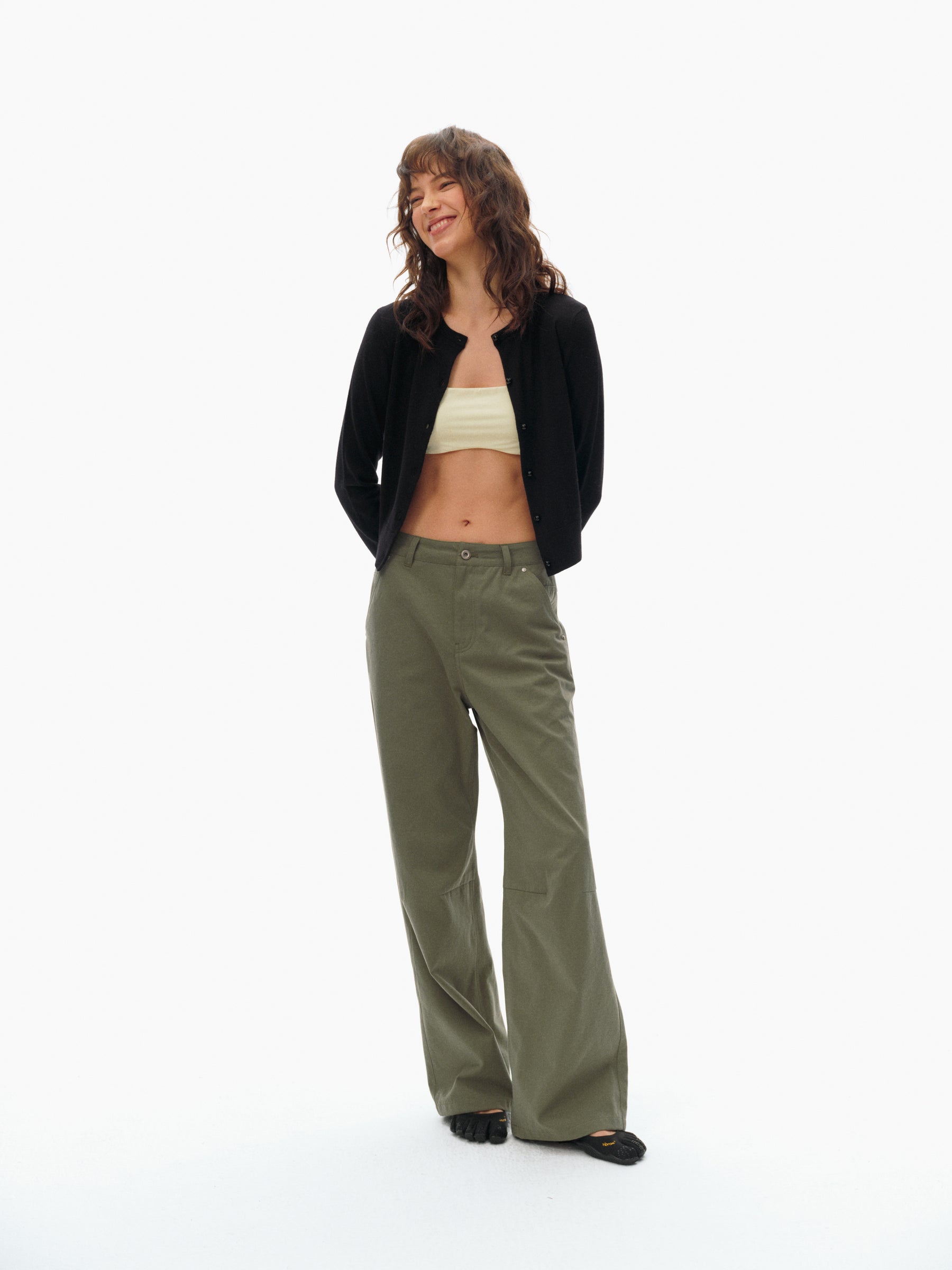 Mid-Low Waist Casual Trousers sage green