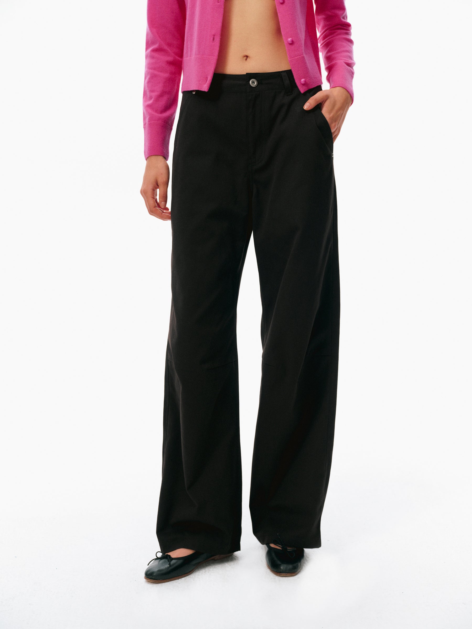 Mid-Low Waist Casual Trousers black