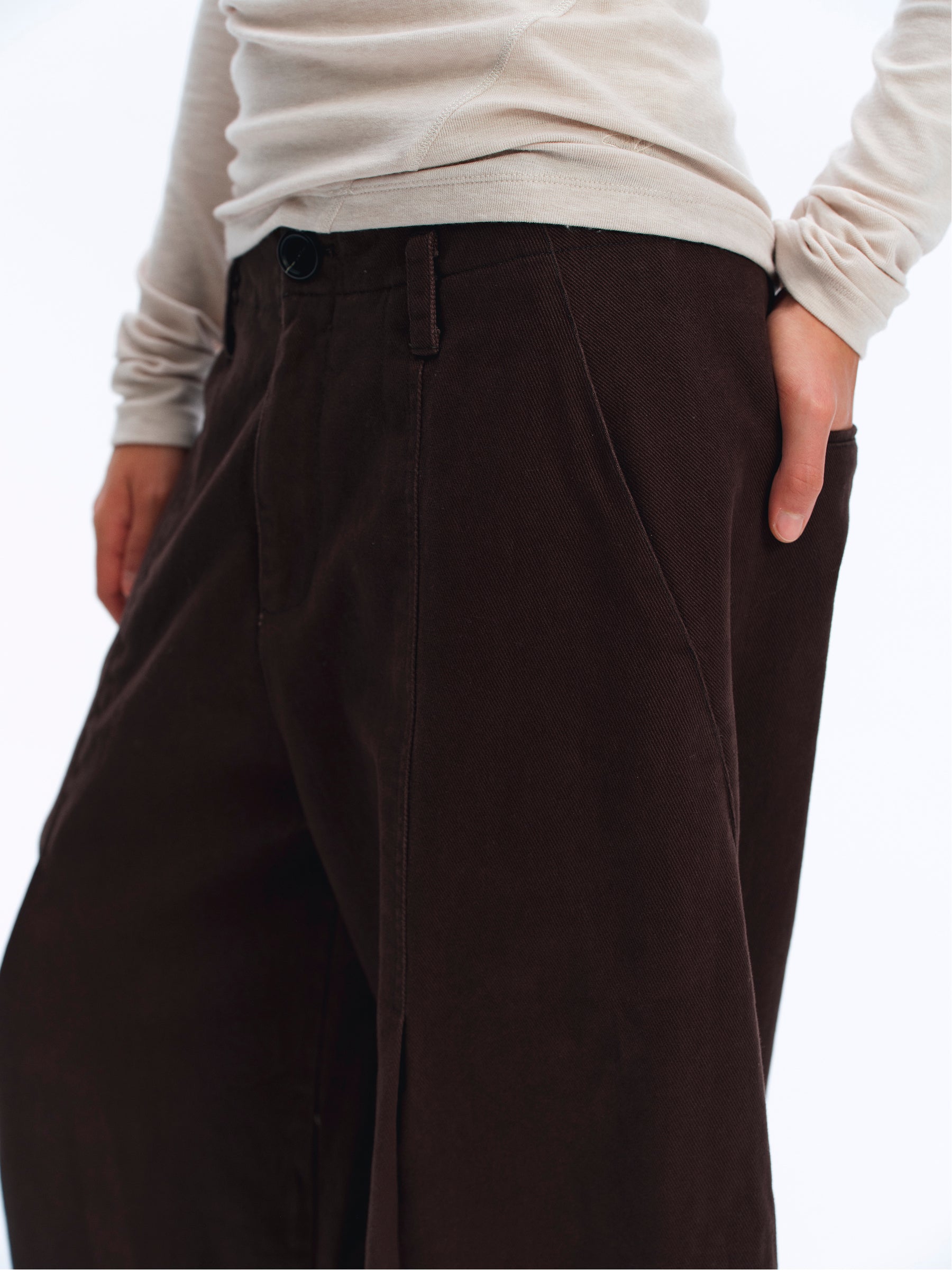 Mid-Rise Cotton Structured Wide-Leg Pants gray