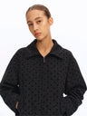 Tweed Marled Dot Jacquard Cropped Jacket deep gray