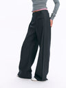 Low-Rise Side-Panel Wide-Leg Trousers gray