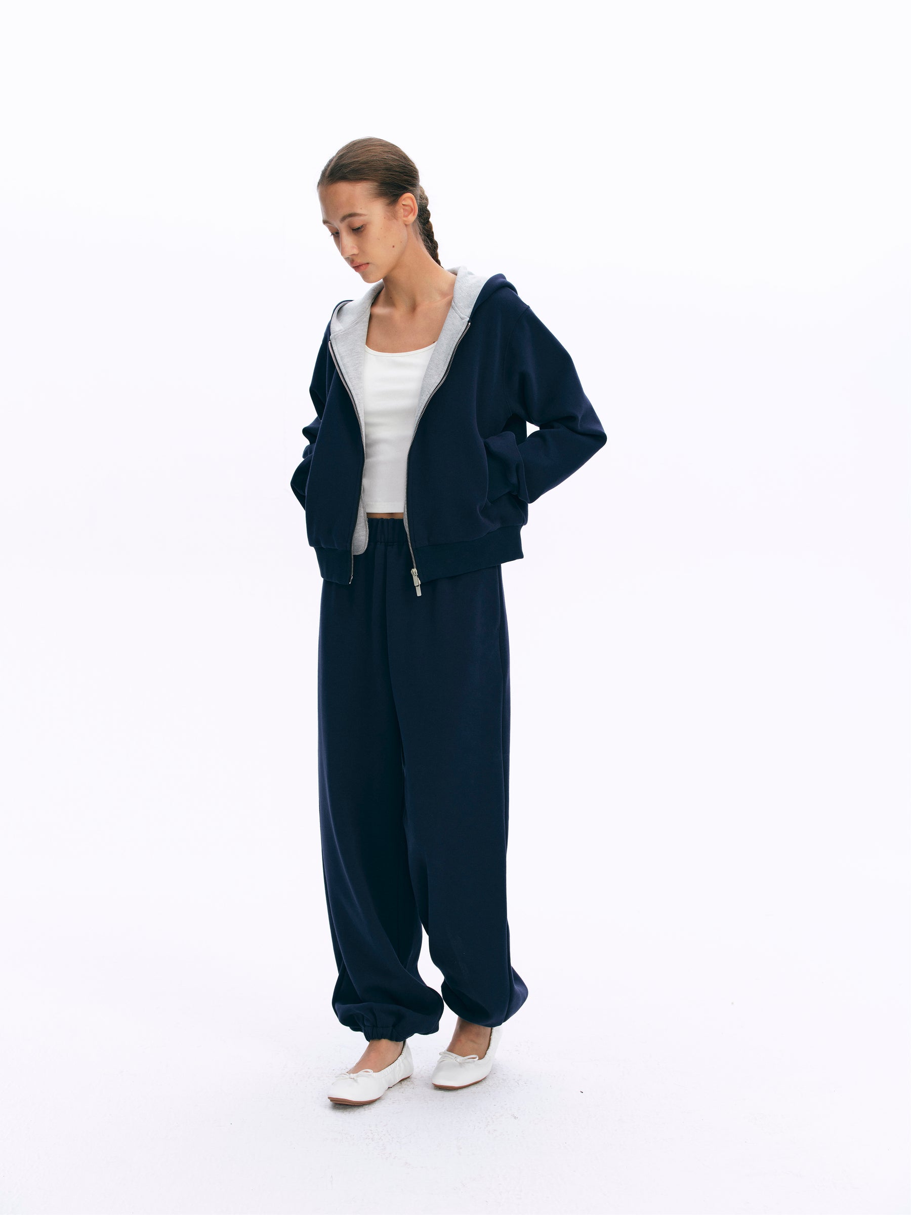Mid-Rise Elastic Cuff Jogger Pants blue