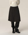 Mid-Low Waist Raw Hem Pleated Textured Midi Skirt gray