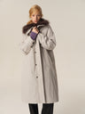 Detachable Fur Hood Utility Long Puffer Coat light gray