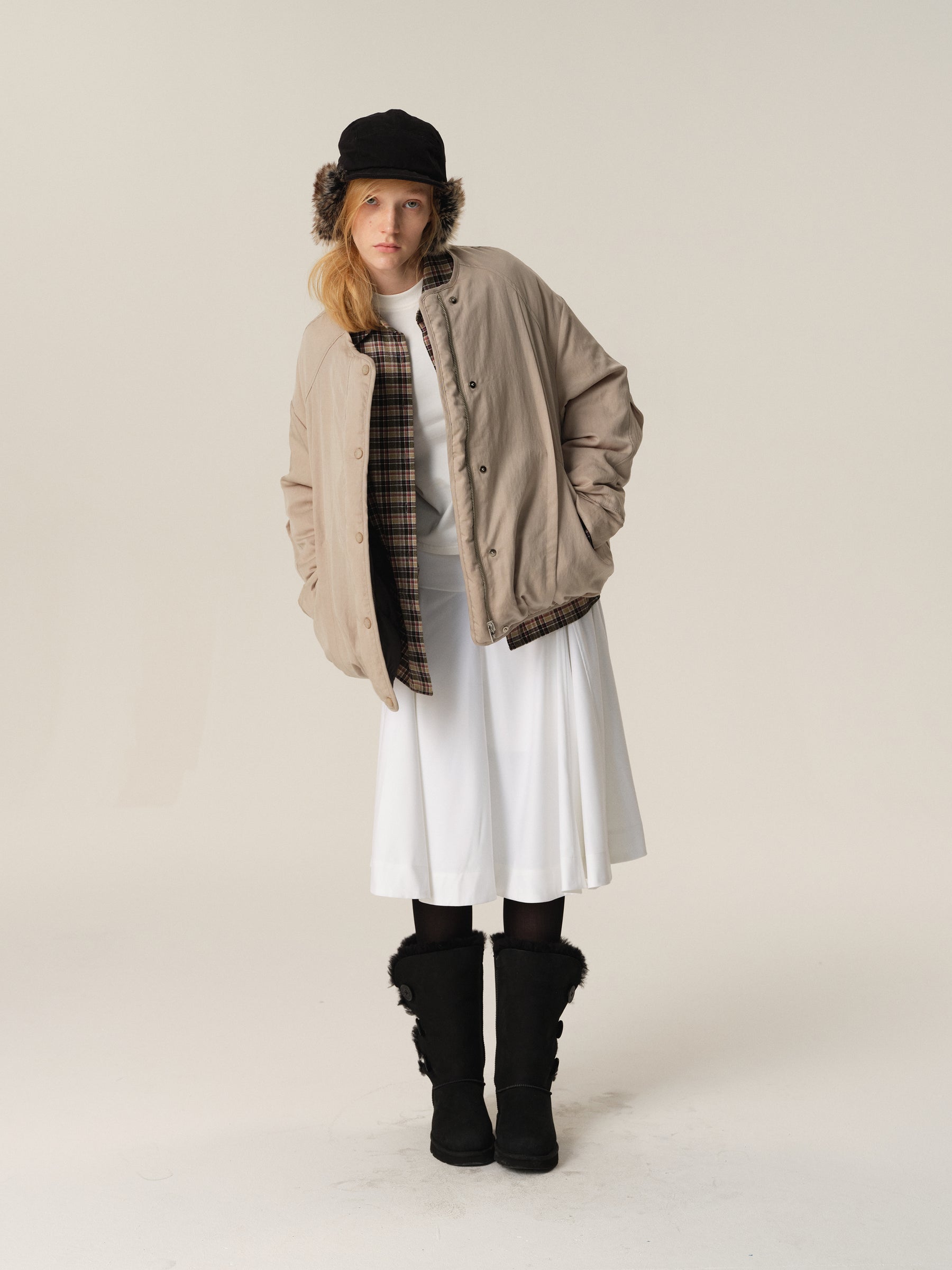 Diamond Quilt Reversible Crewneck Puffer Jacket black diamond quilt