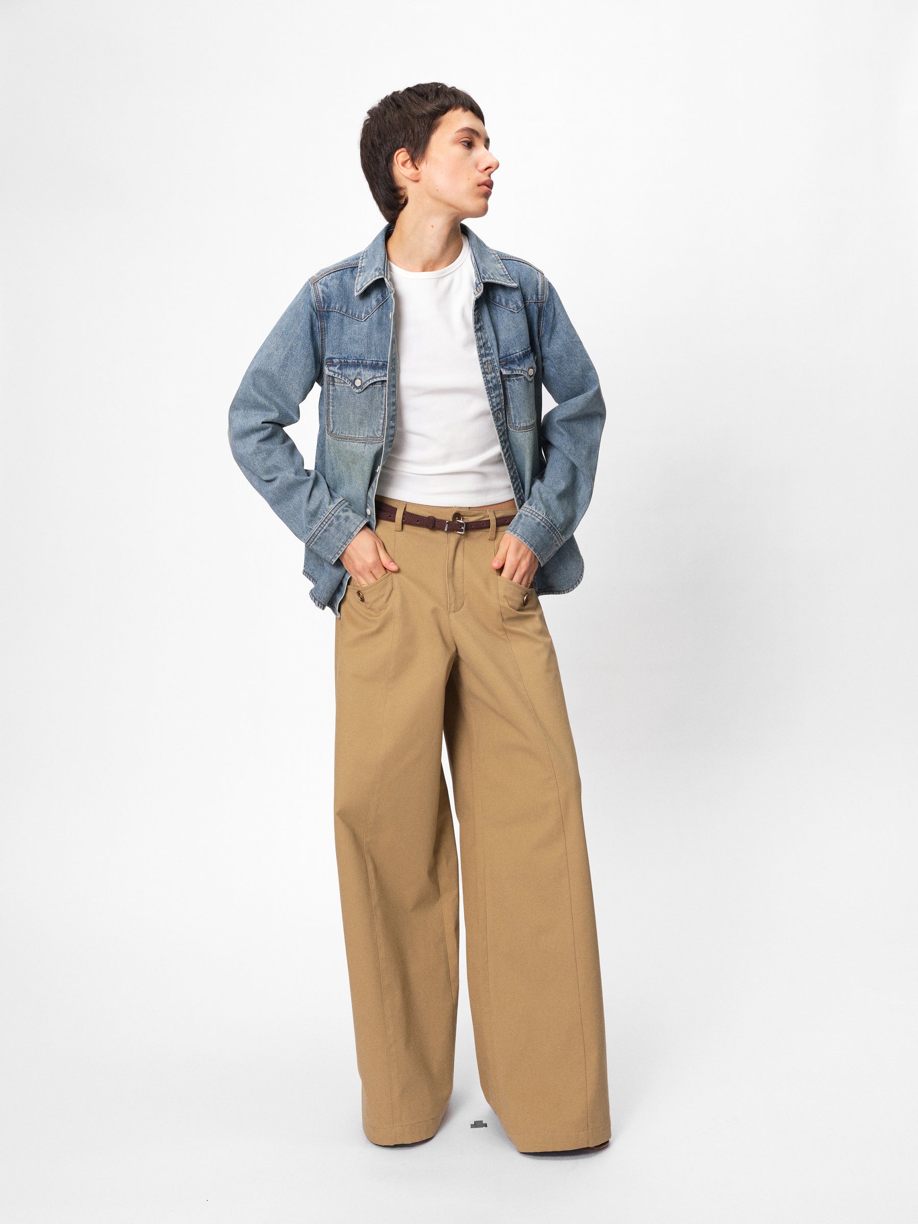 Vintage Washed Blue & Light Stone Relaxed Fit Denim Shirt washed blue