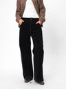 Mid-Low Rise Cotton Corduroy Straight-Leg Pants black