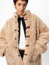 Reversible Notched Collar Faux Shearling Coat mocha