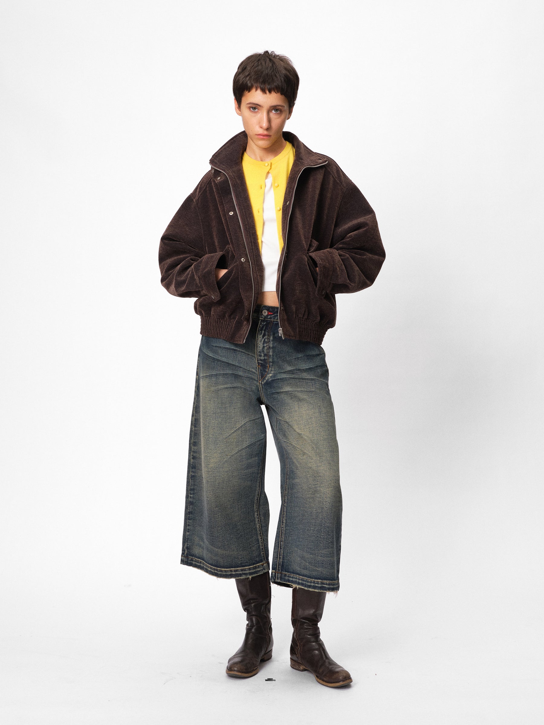 Mid-Low Rise Vintage Wash Paris Button Straight-Crop Jeans heritage blue