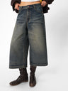 Mid-Low Rise Vintage Wash Paris Button Straight-Crop Jeans heritage blue