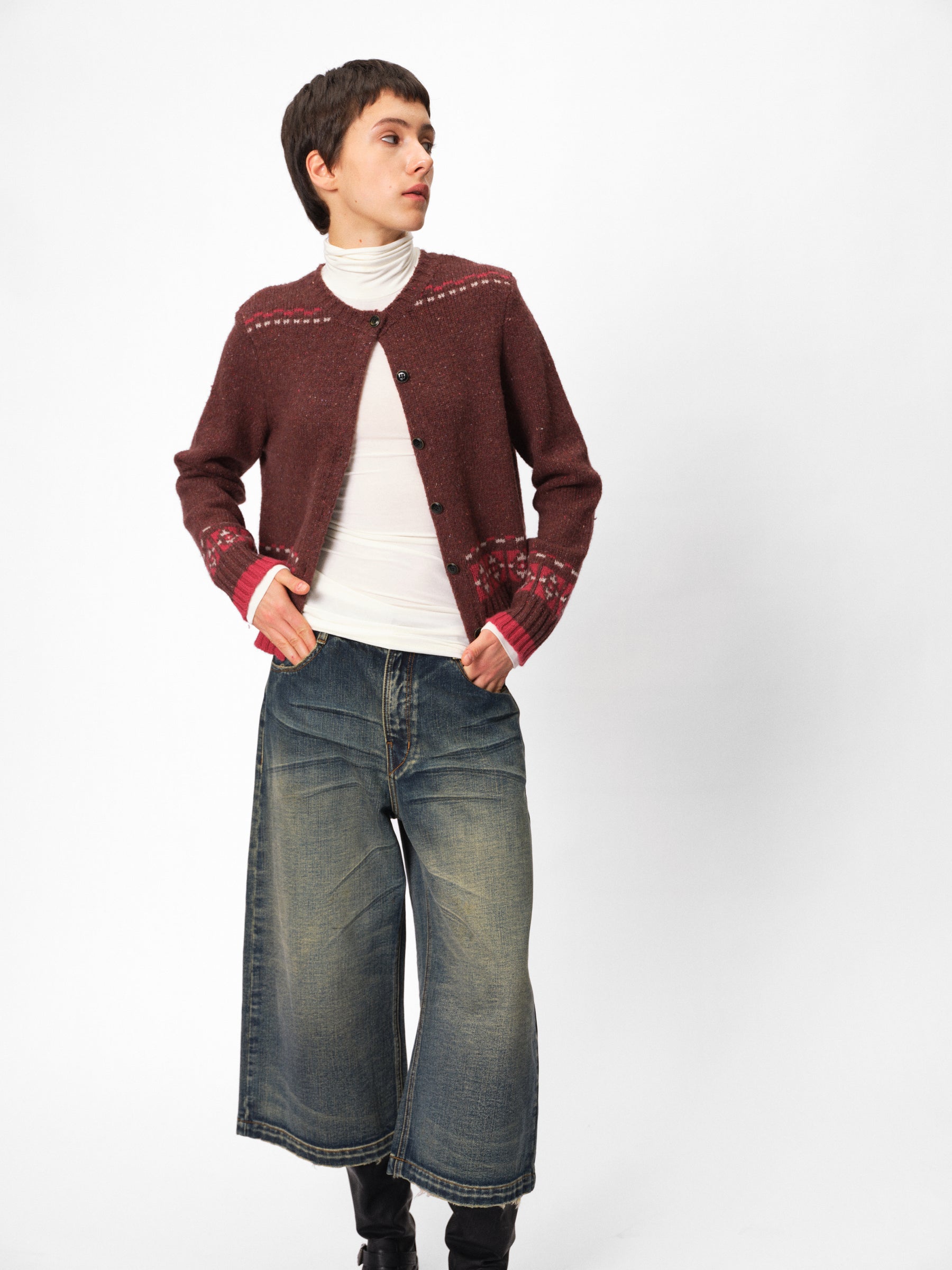 Mid-Low Rise Vintage Wash Paris Button Straight-Crop Jeans heritage blue