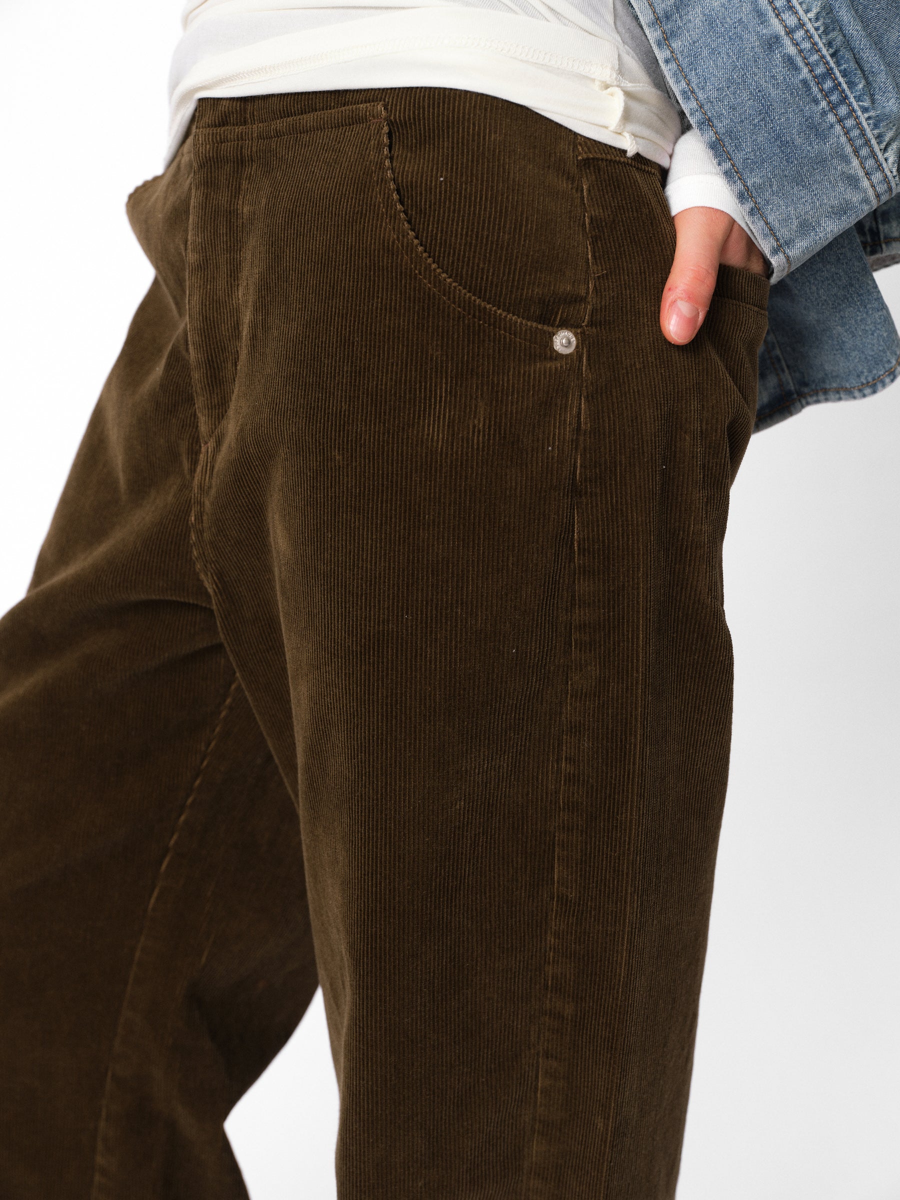 Mid-Low Rise Cotton Corduroy Straight-Leg Pants military green