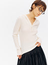 Hooded Half-Zip Ribbed Slim Fit Sweater beige