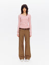Low-Rise Cotton Washed Soft Straight-Leg Casual Pants Dark Khaki
