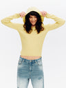 Hooded Half-Zip Ribbed Slim Fit Sweater yellow