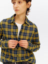 Vintage Blue & Yellow Check Casual Long-Sleeve Shirt yellow check