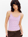 Lace-Knit Mesh Camisole Top Purple