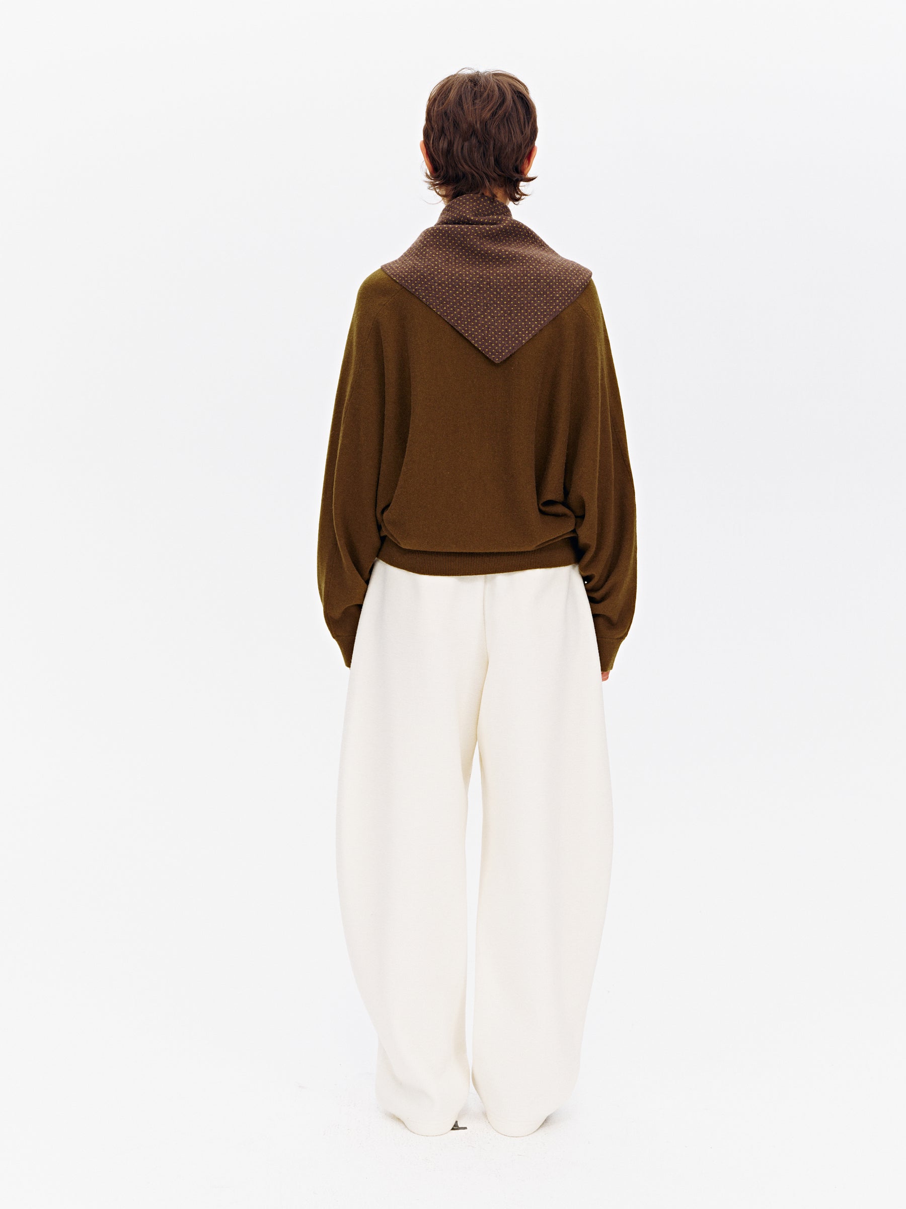 Wool Blend Textured Hem Flare Fleece-Lined Sweatpants oatmeal