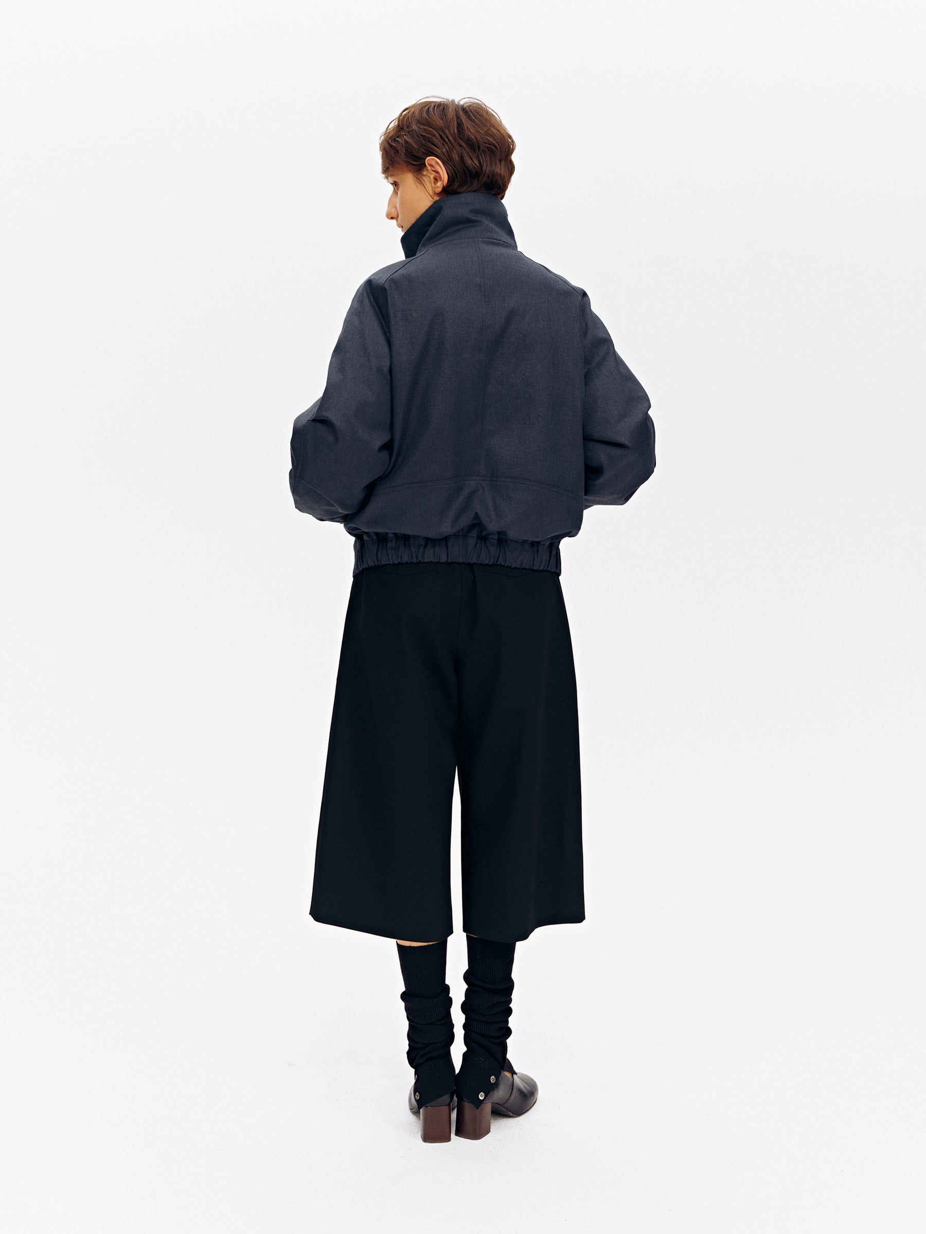 Stand Collar Patchwork Shearling Heavyweight Parka Puffer navy